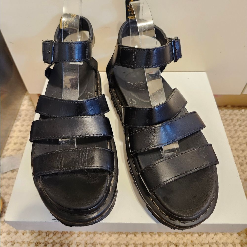 Doc Dr. Martens "Blaire" Black Leather Platform Strappy Sandals Sz.8/39 Ret.$140 - Picture 7 of 12